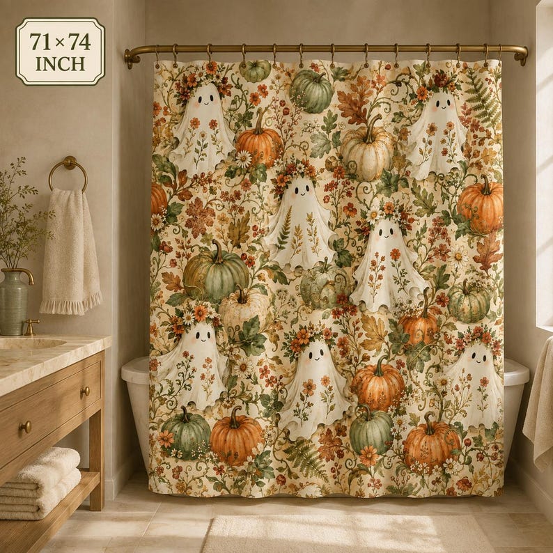 Aquarium Zombie - Tirai Kamar Mandi Halloween Vintage, Dekorasi