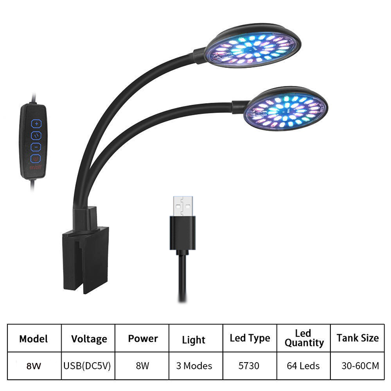 Lampu LED Akuarium USB Lampu K - Aquarium Plant Light Spectrum ulasan dan harga