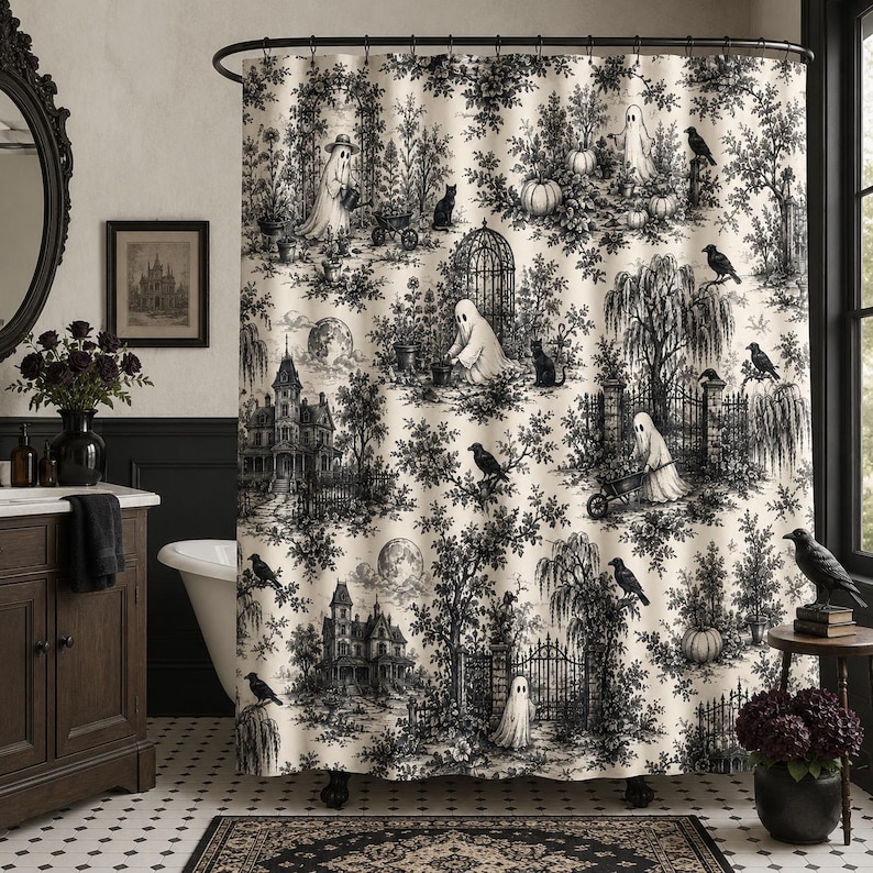 Tirai Kamar Mandi Hantu Gothic - Aquarium Zombie ulasan dan harga