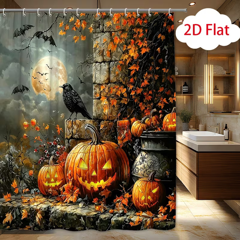 1 buah Tirai Mandi Halloween M - Aquarium Zombie ulasan dan harga